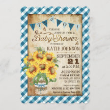 Land Solblommor Gingham Check Boy Shower