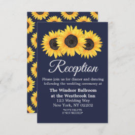 Land Solblommor på blått bröllopskort Inbjudningar