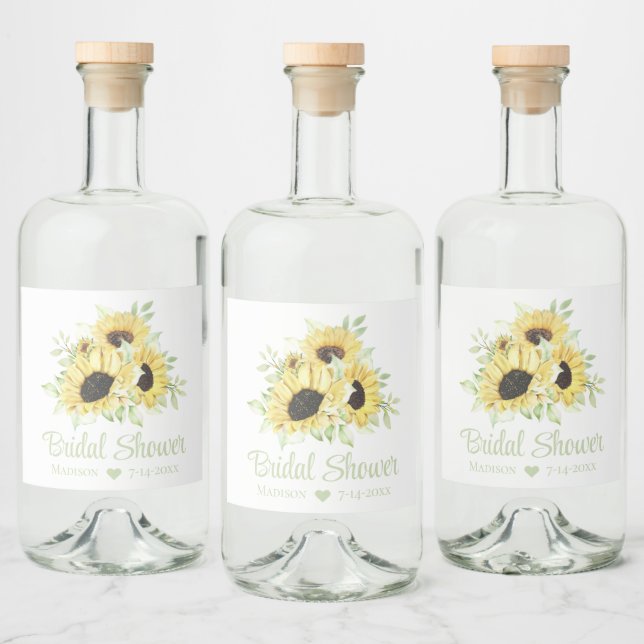 Land Solblommor Watercolor Blommigt Möhippa Spritflaskor Etikett (Flaskor)