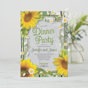 Land Solros Daisy Baby Shower Middag Party Inbjudningar