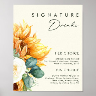 Land Solros   Lätta Gulter namnteckning drycker Poster