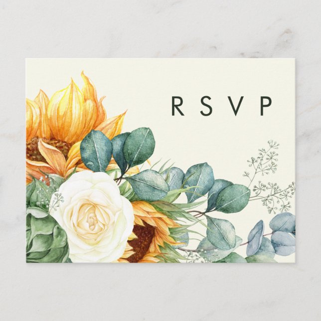 Land Solros Ljus Gul Sång Förfrågan RSVP Vykort (Framsida)