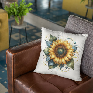 Land Solros och Rustic Denim Blue Jean Kudde