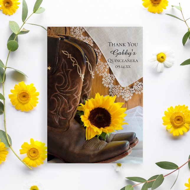 Land Solros och Snöre Quinceañera Tack Kort (Skapare uppladdad)