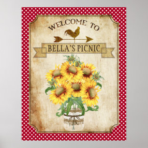Land Solros Red Gingham Poster