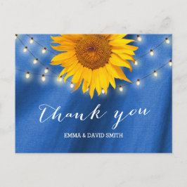 Land Solros & String Ljus Blue Tack Vykort