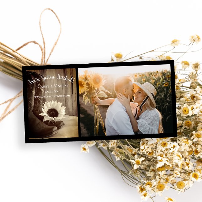 Land Solros Westerna Barn Bröllop Sepia Spara Datumet (Skapare uppladdad)