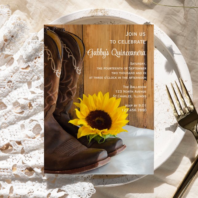 Land Solros Westerna Quinceanera Barn Party Inbjudningar (Skapare uppladdad)
