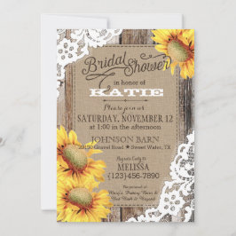 Land Solros Wood Snöre Rustic Möhippa Inbjudningar