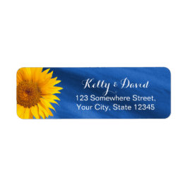 Land Solrosblomma Royal Blue Bröllop Returadress Etikett
