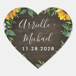 Land Solrosblommans Daisy Bröllopsstiftare Hjärtformat Klistermärke