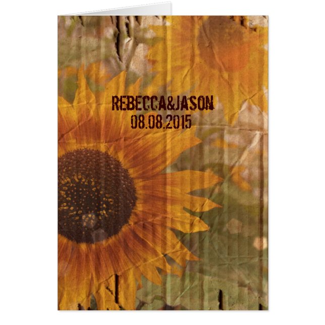 land solrosskartong bröllop hälsningskort (Framsidan)