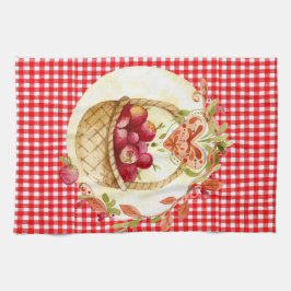 Land Stil Apple Harvest med Gingham Kökshandduk