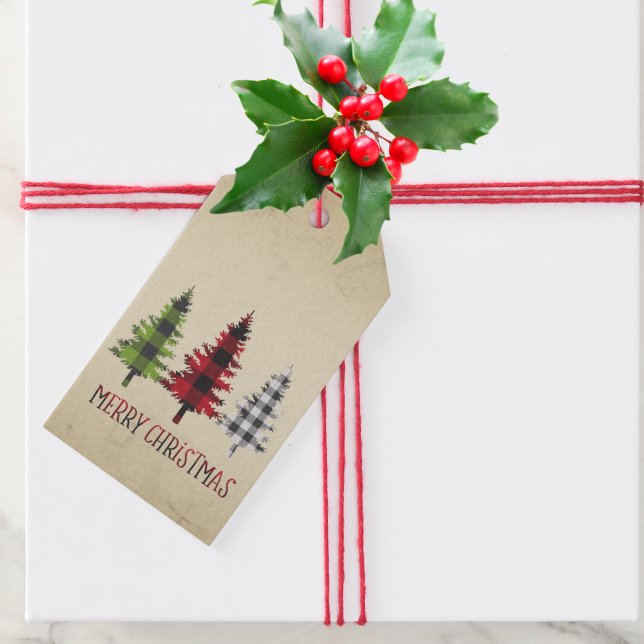 Land Stil Buffalo Pput Julgranar Presentetikett (Skapare uppladdad)