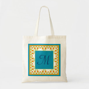 Land-stil Marigolds Gräns Monogram Tote Bag Tygkasse