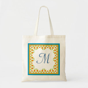 Land-stil Marigolds Gräns Monogram Tote Bag Tygkasse