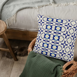 Land Stil Pillow i kräm och blått Kudde