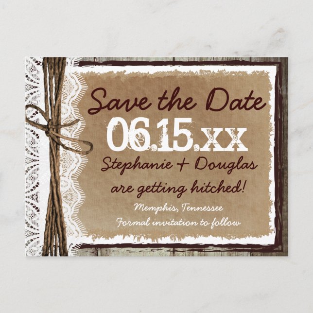 Land Stil Rustic Save Date Postcard Meddelande Vykort (Framsida)