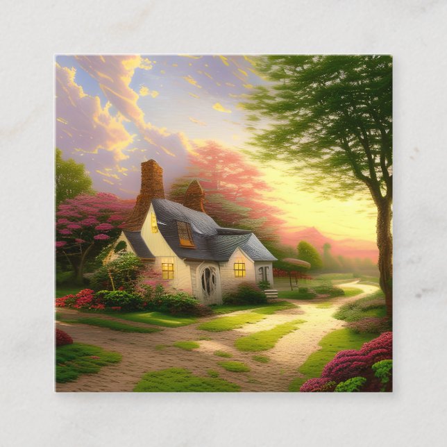 Land Stil Watercolor Fyrkantigt Visitkort (Framsida)