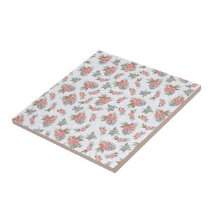 Land studerar ro rosa blommönster kakelplatta