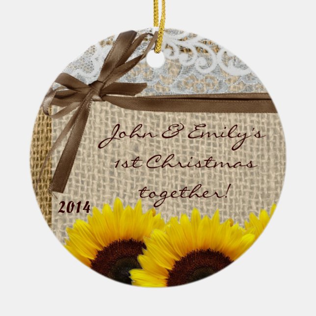 Land Sun Flower Burl Personlig Namn Ornament (Framsidan)