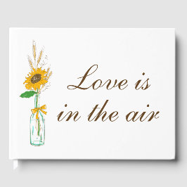 Land Sunblommor Boho Gult Blommigt Bröllop Gästböcker