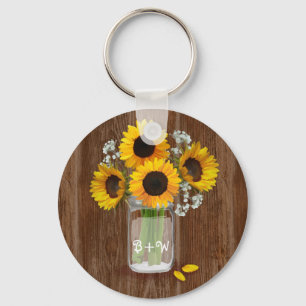Land Sunblommor i Mason Burk Nyckelring