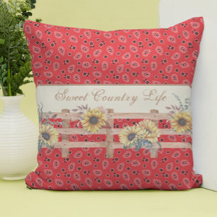 Land Sunblommor på Bandana Print Anpassningsbar Kudde