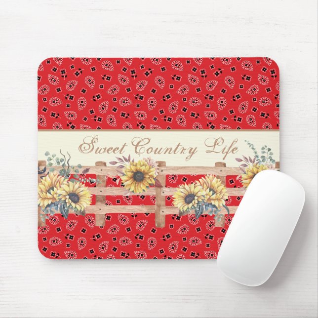 Land Sunblommor på Bandana Print Anpassningsbar Musmatta (Med mus)