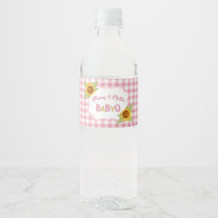 Land Sunflower Rosa Gingham Kryss Baby Q Grillfest Vattenflaskor Etikett