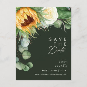 Land Sunflower Script Grön Save The Date Inbjudan Vykort