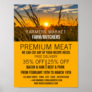 Land Sunset, Farmer & Butcher Advertising Poster