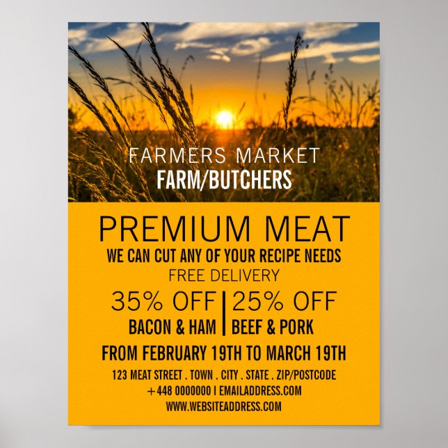 Land Sunset, Farmer & Butcher Advertising Poster (Framsidan)