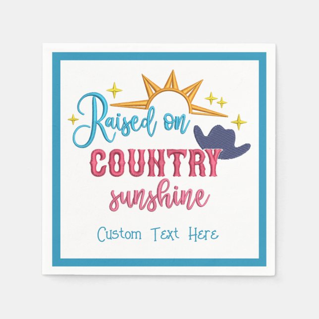 Land Sunshine Quote Western Cowboy Hat Pappersservett (Framsidan)
