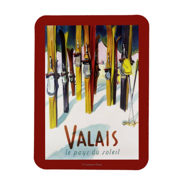 Land Sunshine - Skis i Snö Magnet (Vertikal)