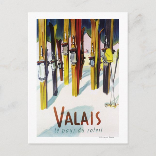 Land Sunshine - Skis i Snö Vykort (Framsida)