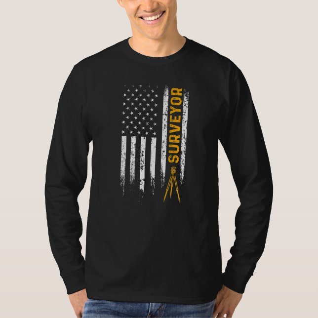 Land Surveying USA Flag  Surveyor  1 T Shirt (Framsida)
