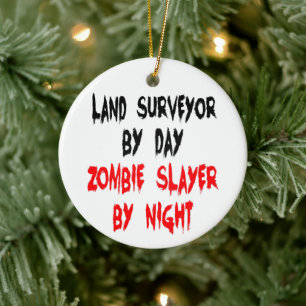 Land Surveyor Zombie Sayer Julgransprydnad Keramik