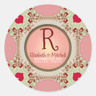 Land Sweethearts Monogram Runt Klistermärke