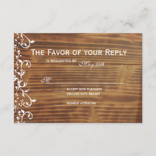 Land Swirl Rustic Wood Bröllop OSA Card Kort