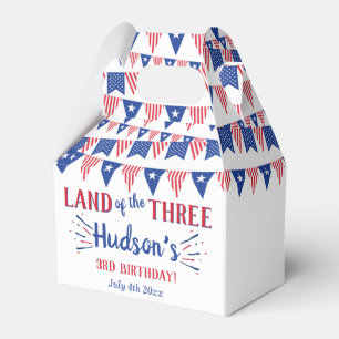 Land till de tre! 4 juli 3:e födelsedagen Party Presentaskar