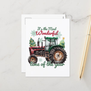 Land traktor - vattenfärg jul helg vykort