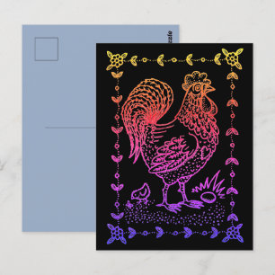 LAND TUPP, ÄGG, CHICK och FOLK ART GRÄNS Vykort