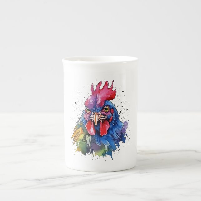 Land Tupp Chicken Watercolor Stil Benporslin Mugg (Framsidan)