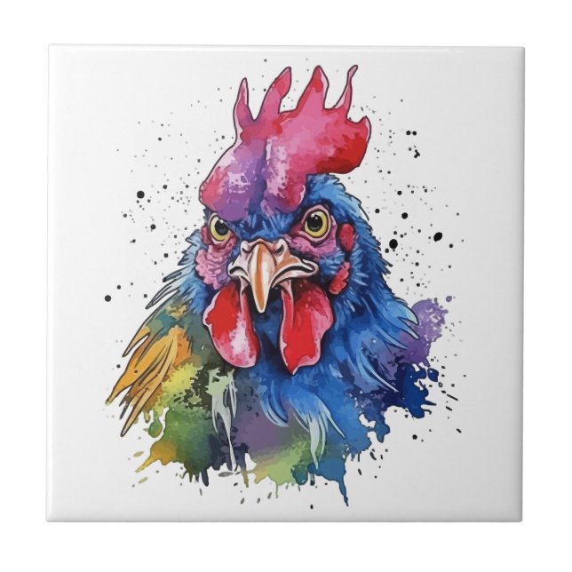 Land Tupp Chicken Watercolor Stil Kakelplatta (Framsidan)