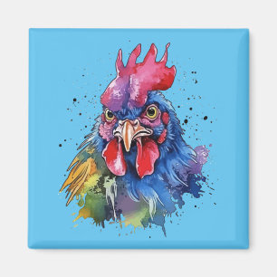 Land Tupp Chicken Watercolor Stil Magnet