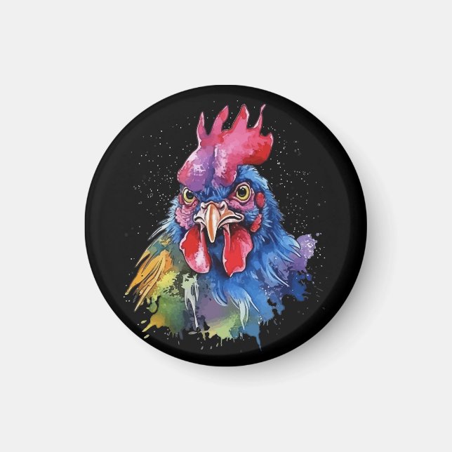Land Tupp Chicken Watercolor Stil Magnet (Framsidan)