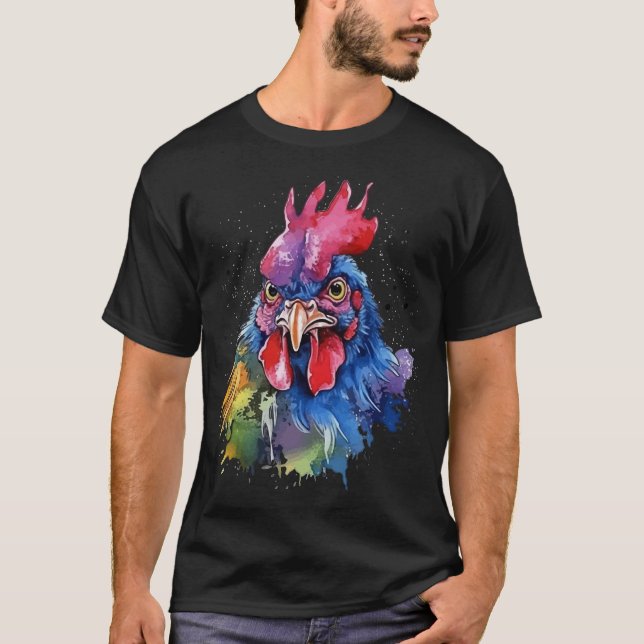 Land Tupp Chicken Watercolor Stil T Shirt (Framsida)