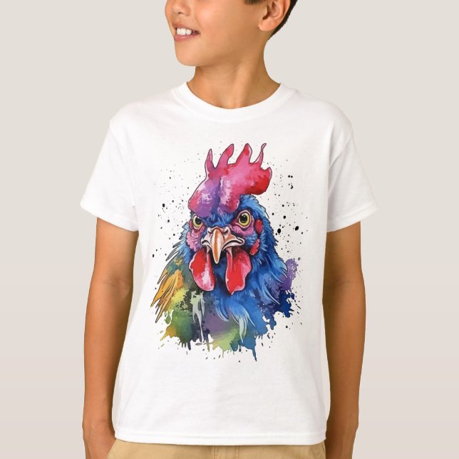 Land Tupp Chicken Watercolor Stil T Shirt (Framsida)