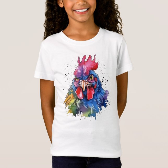 Land Tupp Chicken Watercolor Stil T Shirt (Framsida)